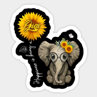 Happiness Is Being A Gigi   Cute Elephant Sticker